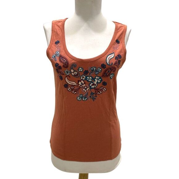 Rust teal burgundy cream mauve embroidered flowers no fabric content possibly - Picture 1 of 3